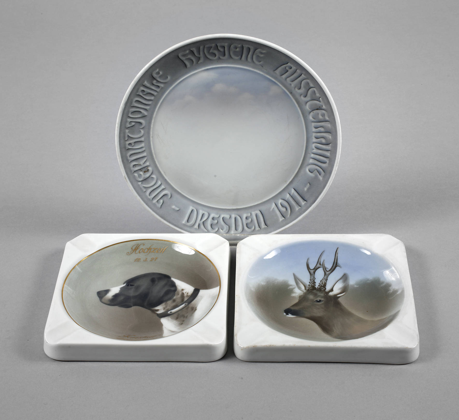 Kaestner zwei Aschenbecher und ein Teller