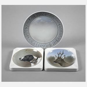 Kaestner zwei Aschenbecher und ein Teller