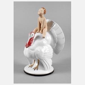 Kunstporzellan Selb Putto auf Truthahn
