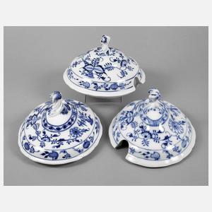 Meissen drei Terrinendeckel Zwiebelmuster