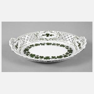 Meissen Flechtrandschale Weinlaubdekor