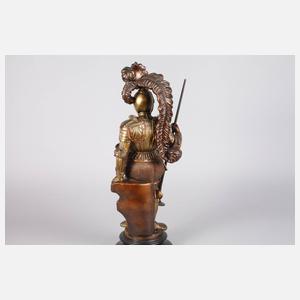 Große Keramikfigur Ritter mit Lanze