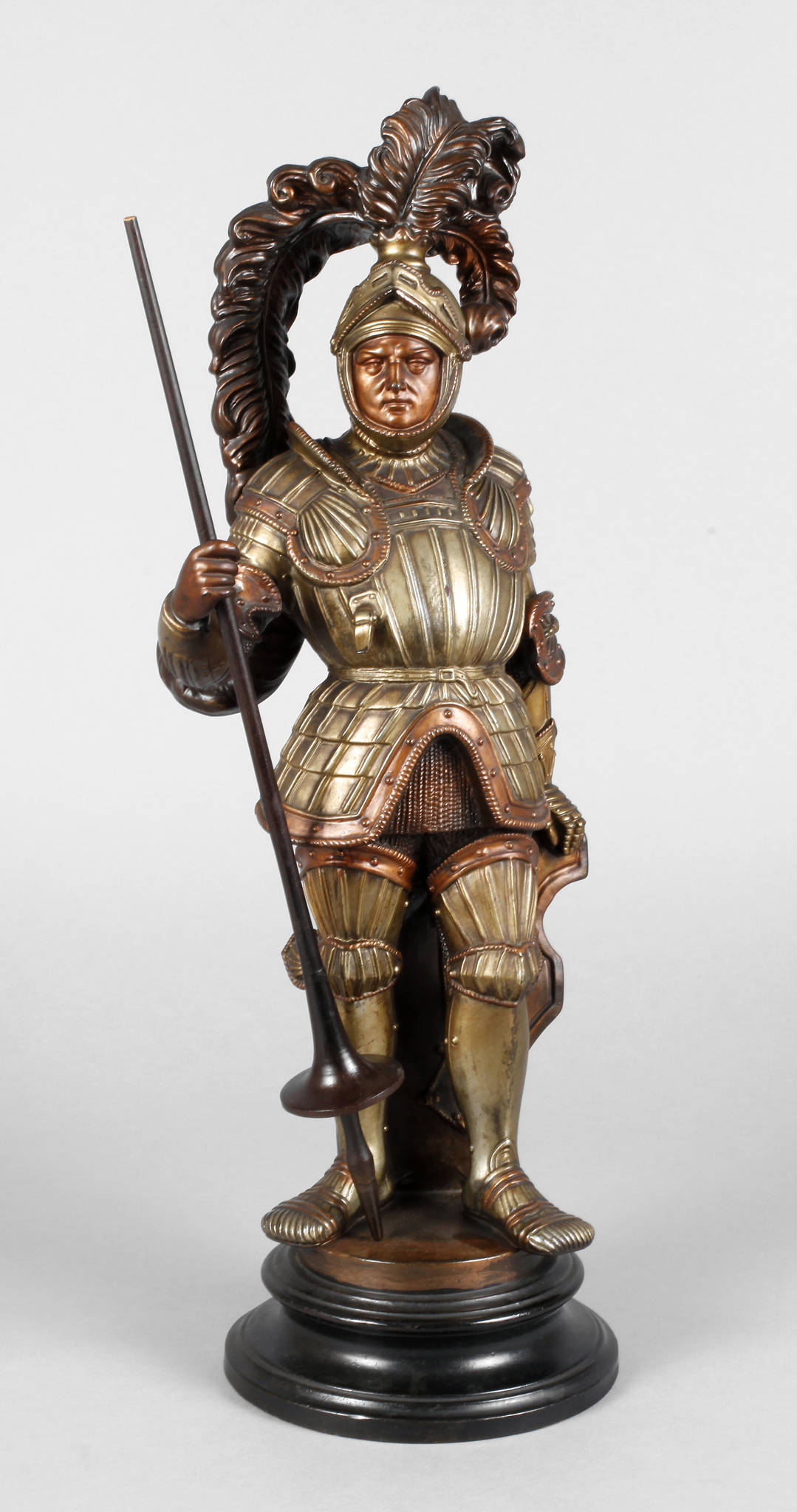 Große Keramikfigur Ritter mit Lanze