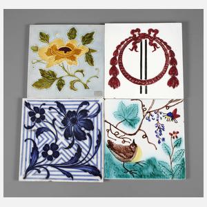 Vier Jugendstilfliesen