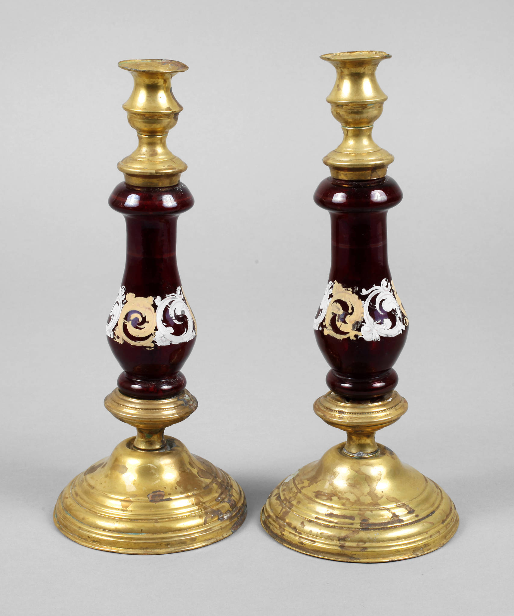 Paar Kerzenleuchter Rubinglas