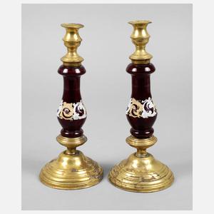 Paar Kerzenleuchter Rubinglas