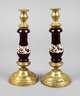 Paar Kerzenleuchter Rubinglas