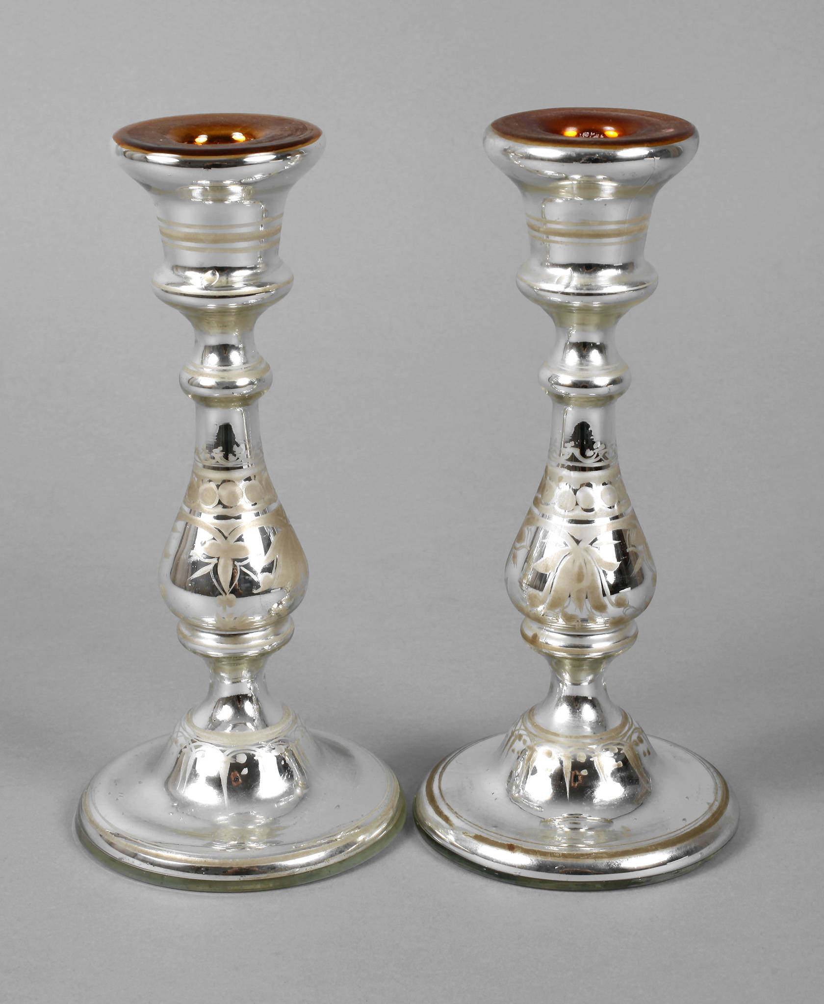 Paar Bauernsilberleuchter