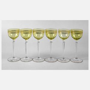 Sechs Jugendstil-Weinrömer