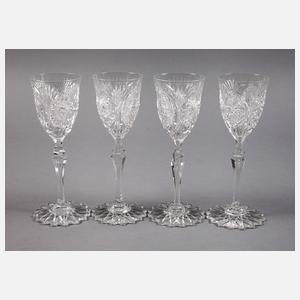 Vier Sektkelche Bleikristall
