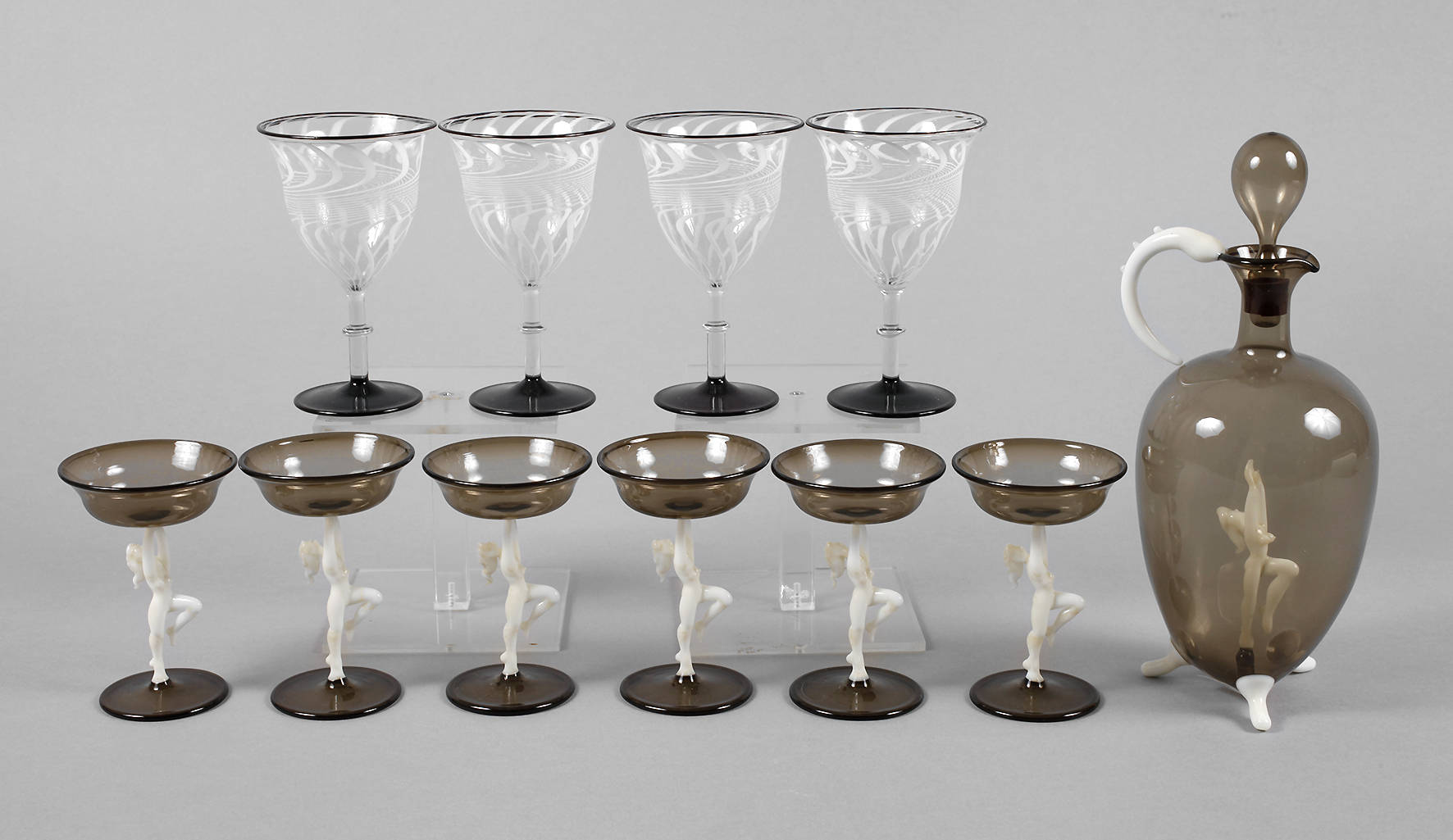 Lauscha Karaffe und sechs Gläser