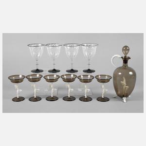 Lauscha Karaffe und sechs Gläser