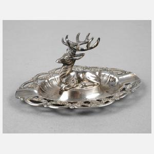 Kleine Aschenschale mit plastischem Hirsch