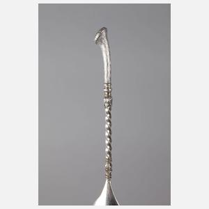 Zwei jagdliche Vorlegelöffel Silber