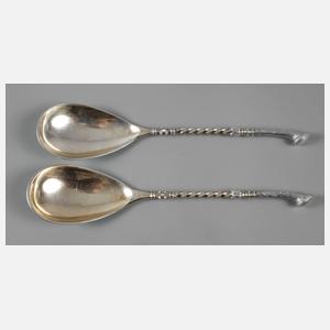 Zwei jagdliche Vorlegelöffel Silber