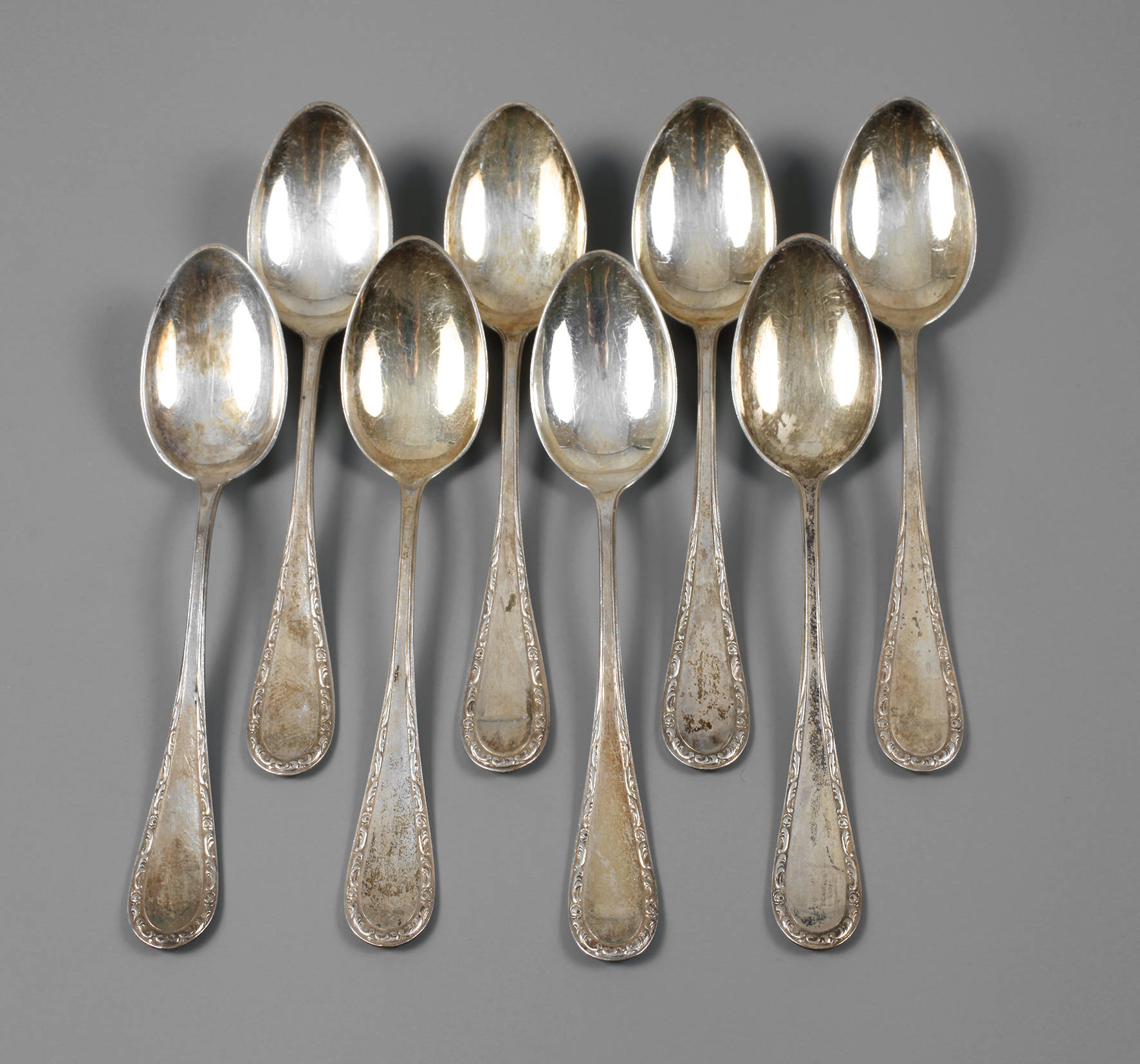 Acht Kaffeelöffel Silber