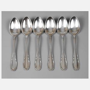 Sechs Kaffeelöffel Silber