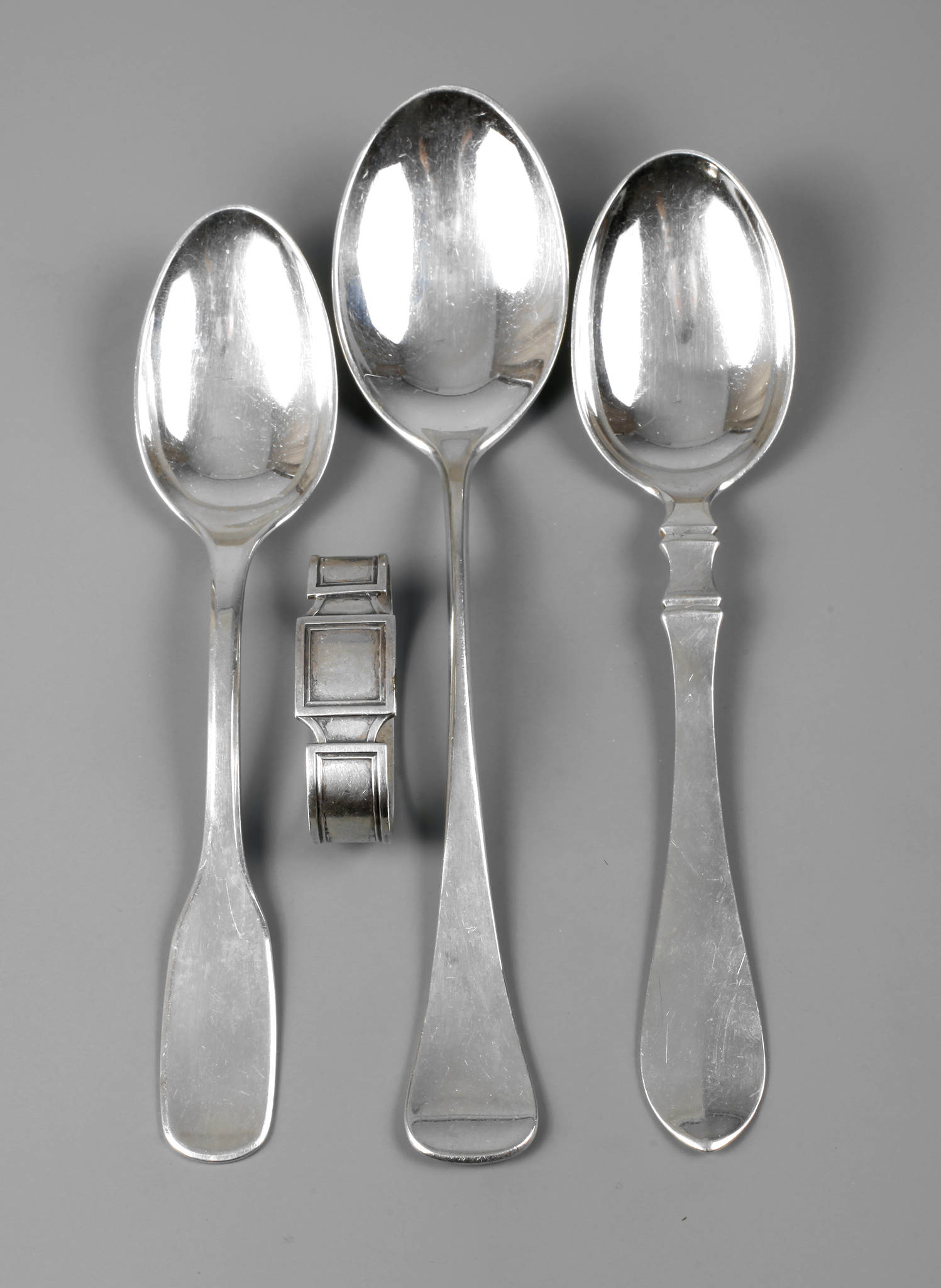 Vier skandinavische Besteckteile Silber