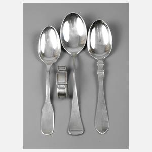 Vier skandinavische Besteckteile Silber