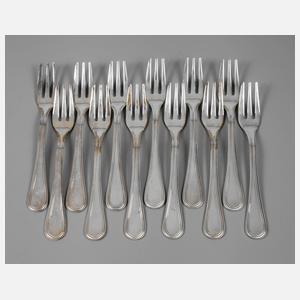 Zwölf Kuchengabeln Silber