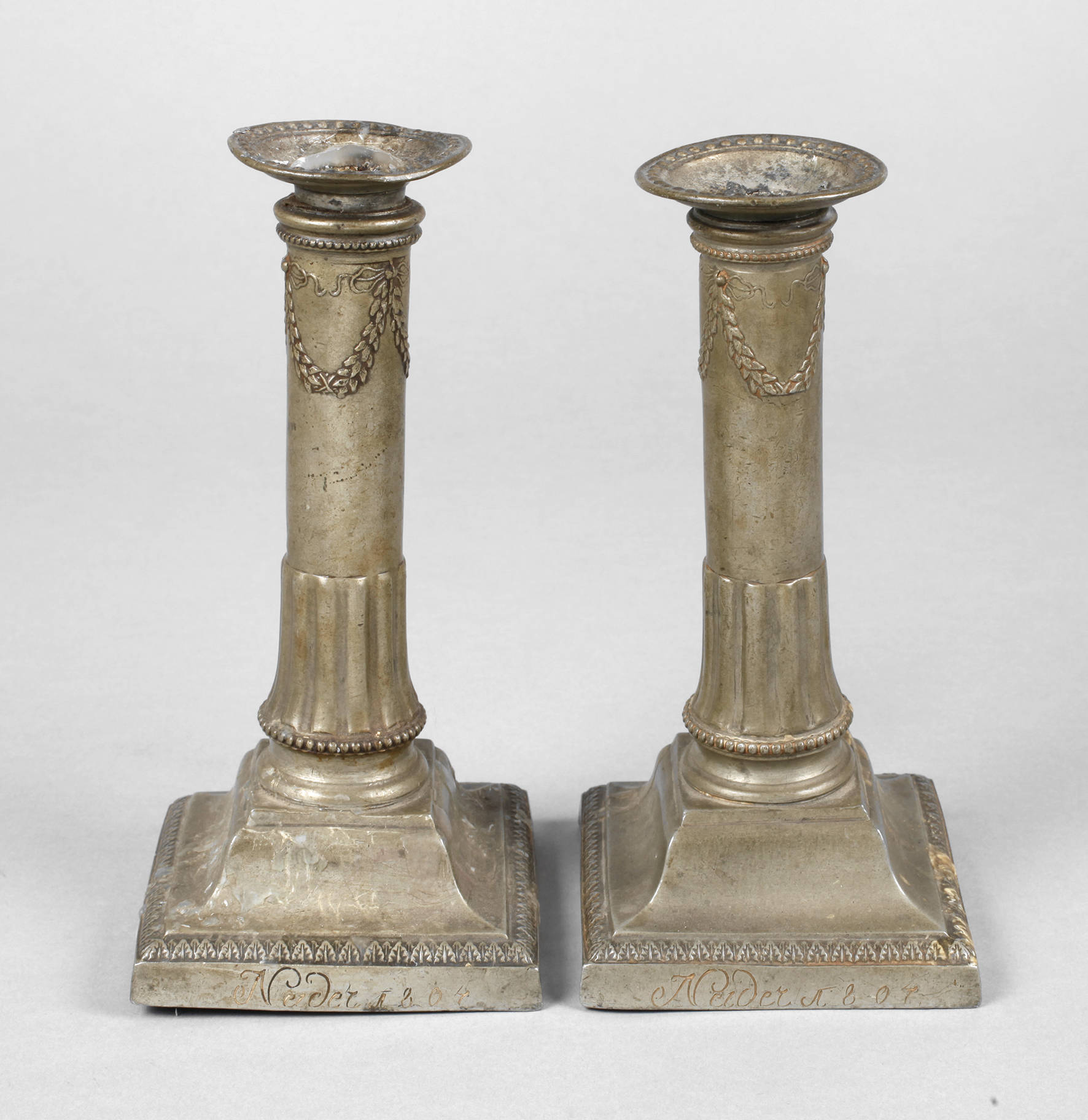 Paar klassizistische Zinnleuchter Dresden