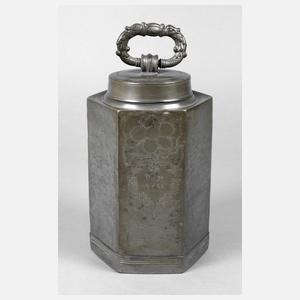 Große Zinn-Schraubflasche Biedermeier