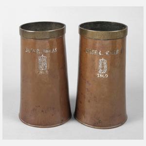 Zwei kupferne Bierkrüge 1809