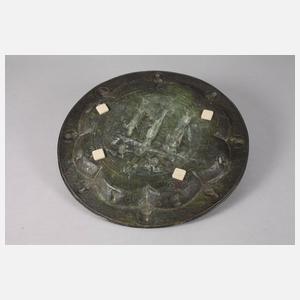 Großer christlicher schmiedeeiserner Wandteller