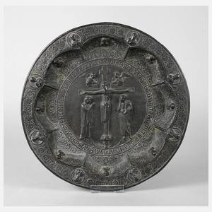 Großer christlicher schmiedeeiserner Wandteller