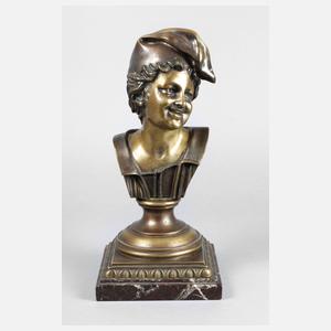 Bronzeplastik Junge Dame mit Zipfelmütze