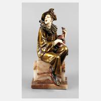 Chryselephantin Pierrot mit Laute111