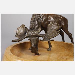 A. Titze, Großer Elch auf Marmorschale