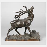 Bronze röhrender Hirsch111