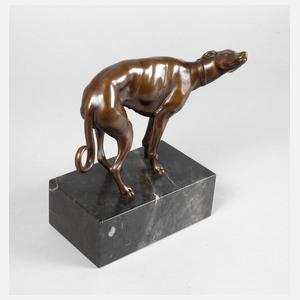 Bronze Windhund auf Marmorsockel