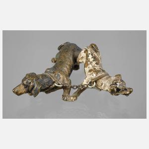 Wiener Bronze Hundepaar