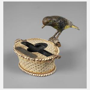 Wiener Bronze Streichholzspender mit Vogel