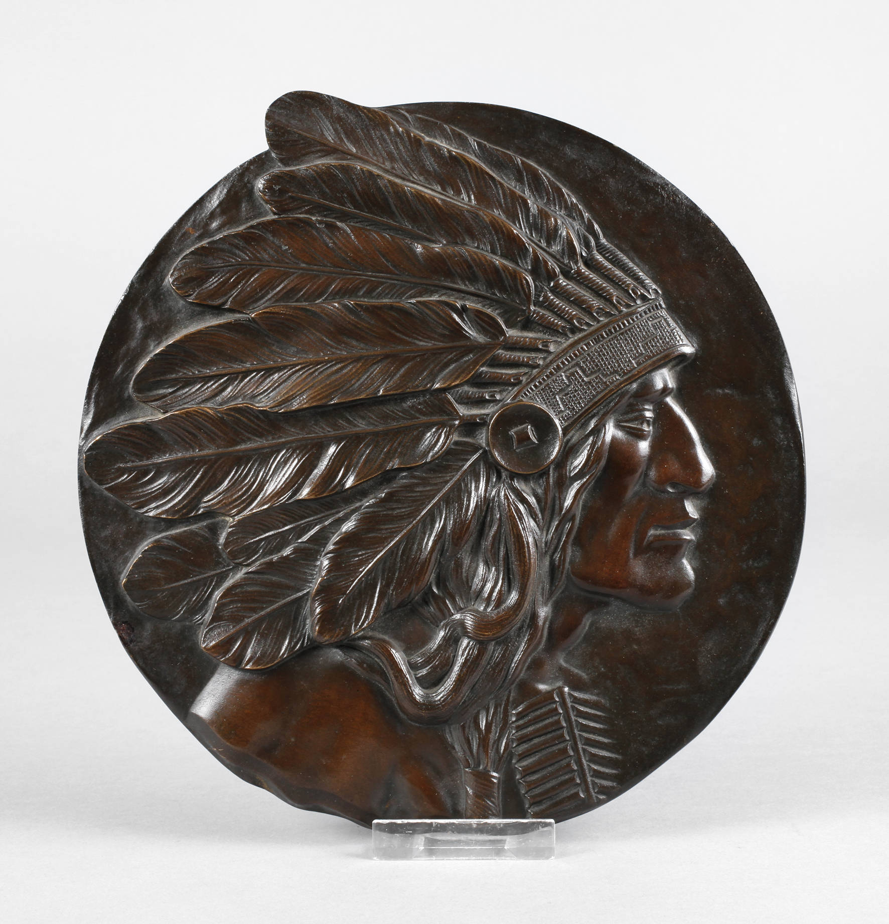 Bronzeplakette Indianer