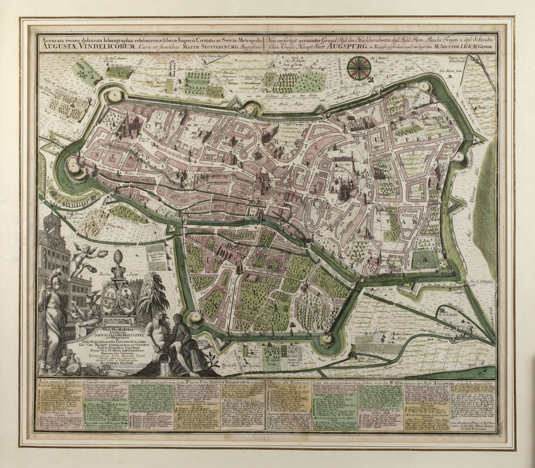 Matthäus Seutter, Stadtplan Augsburg um 1740