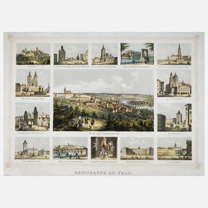 ”Erinnerung an Prag”, Souvenierblatt um 1850
