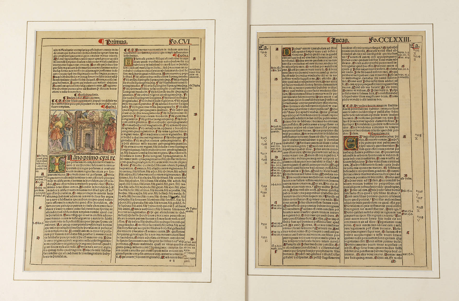 Zwei Buchseiten, Frühdrucke um 1520