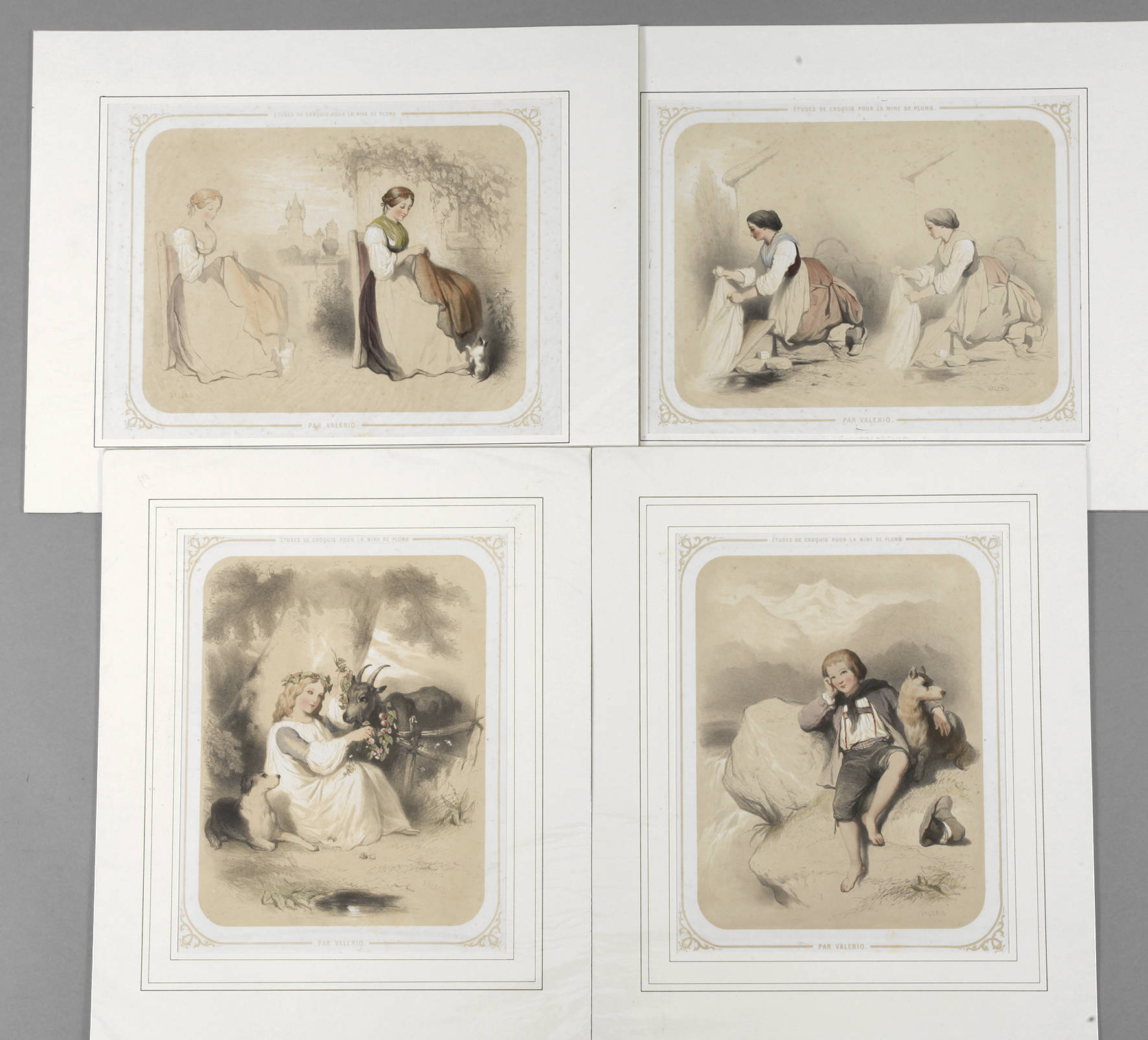 Theodore Valerio, Vier biedermeierliche Genreszenen