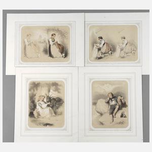 Theodore Valerio, Vier biedermeierliche Genreszenen