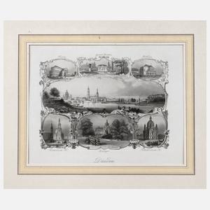 Souvenirblatt Dresden um 1840