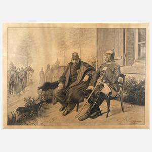 A. Wüstendörfer, Napoleon III. und Bismarck nach der Schlacht bei Sedan