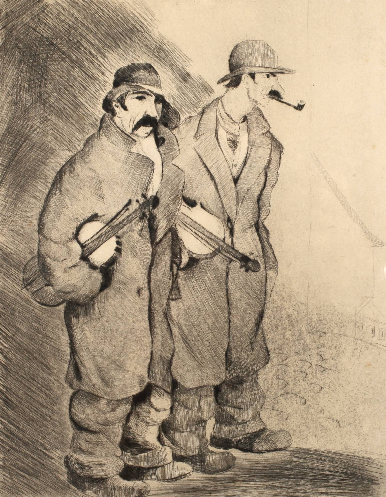 Robert Lauth, attr., Musiker im Regen