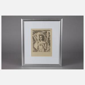 Prof. Johann Vincenz Cissarz, Mädchenakt vor südlicher Landschaft