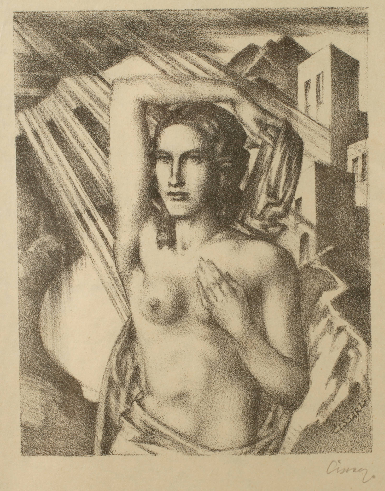 Prof. Johann Vincenz Cissarz, Mädchenakt vor südlicher Landschaft