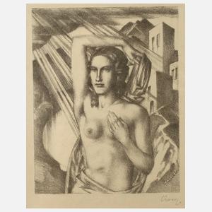 Prof. Johann Vincenz Cissarz, Mädchenakt vor südlicher Landschaft