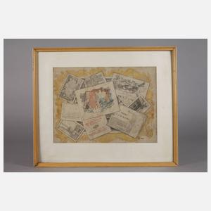 Trompe-l'oeil mit graphischen Blättern