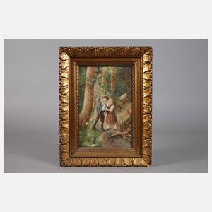 Ängstliches Kinderpärchen im Wald